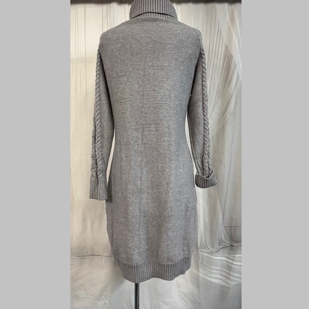 Bargain Cable Gray Turtleneck Sweater Dress - Picture 5 of 8